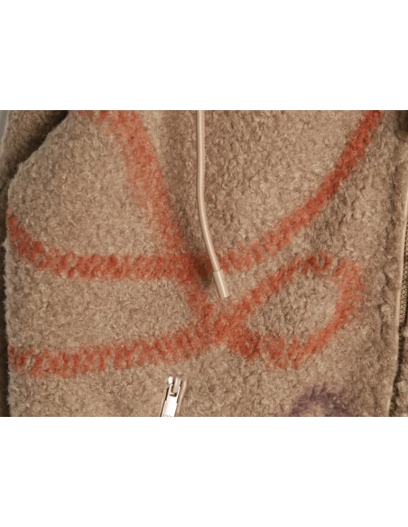 Loewe graffiti logo large lambswool hooded jacket,Loewe Jacket,Jacket,APPAREL
