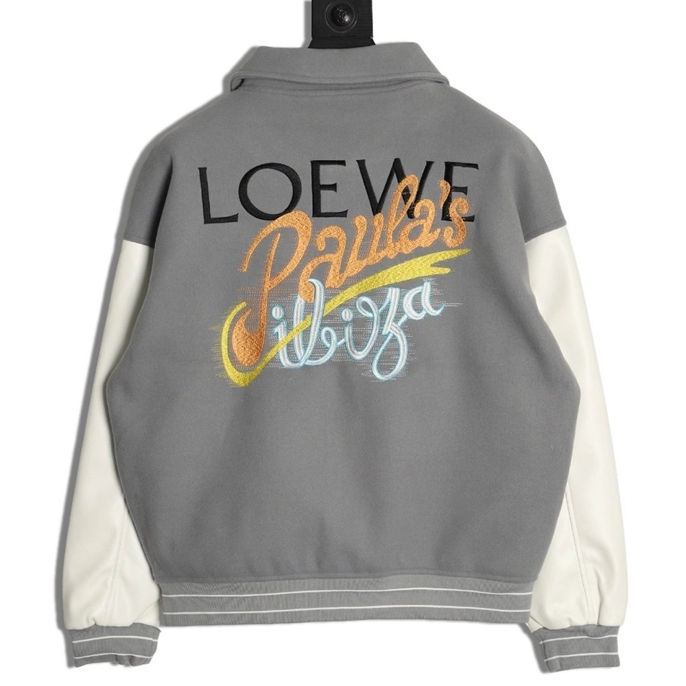 Loewe letter embroidered patchwork baseball jacket,Loewe Jacket,Jacket,APPAREL