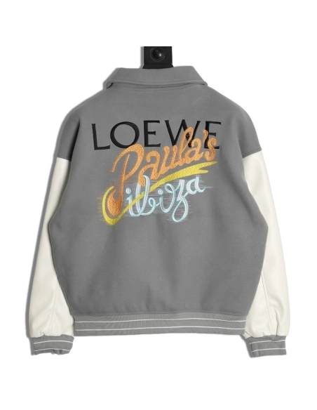 Loewe letter embroidered patchwork baseball jacket,Loewe Jacket,Jacket,APPAREL