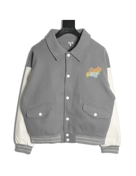 Loewe letter embroidered patchwork baseball jacket,Loewe Jacket,Jacket,APPAREL