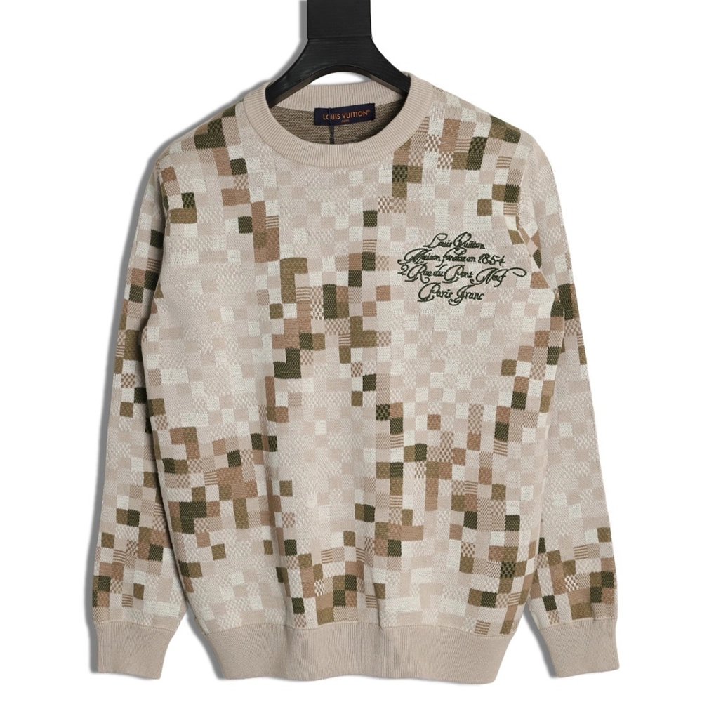 Louis Vuitton mosaic jacquard sweater,Louis Vuitton Sweatshirt,Sweatshirt,APPAREL