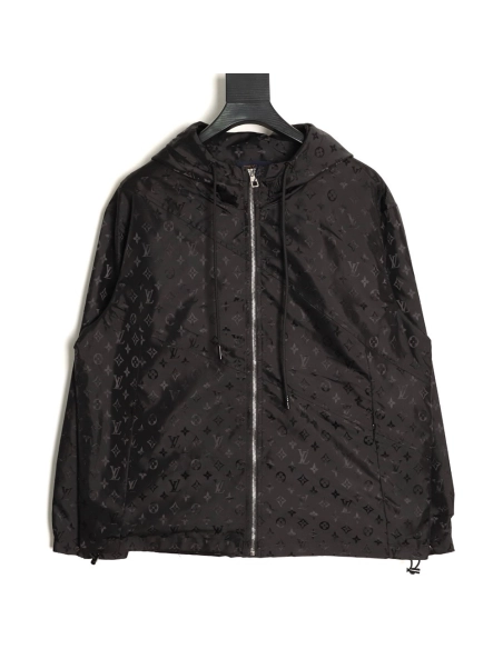 Louis Vuitton monogram print trench coat with zipup design,Louis Vuitton Jacket,Jacket,APPAREL