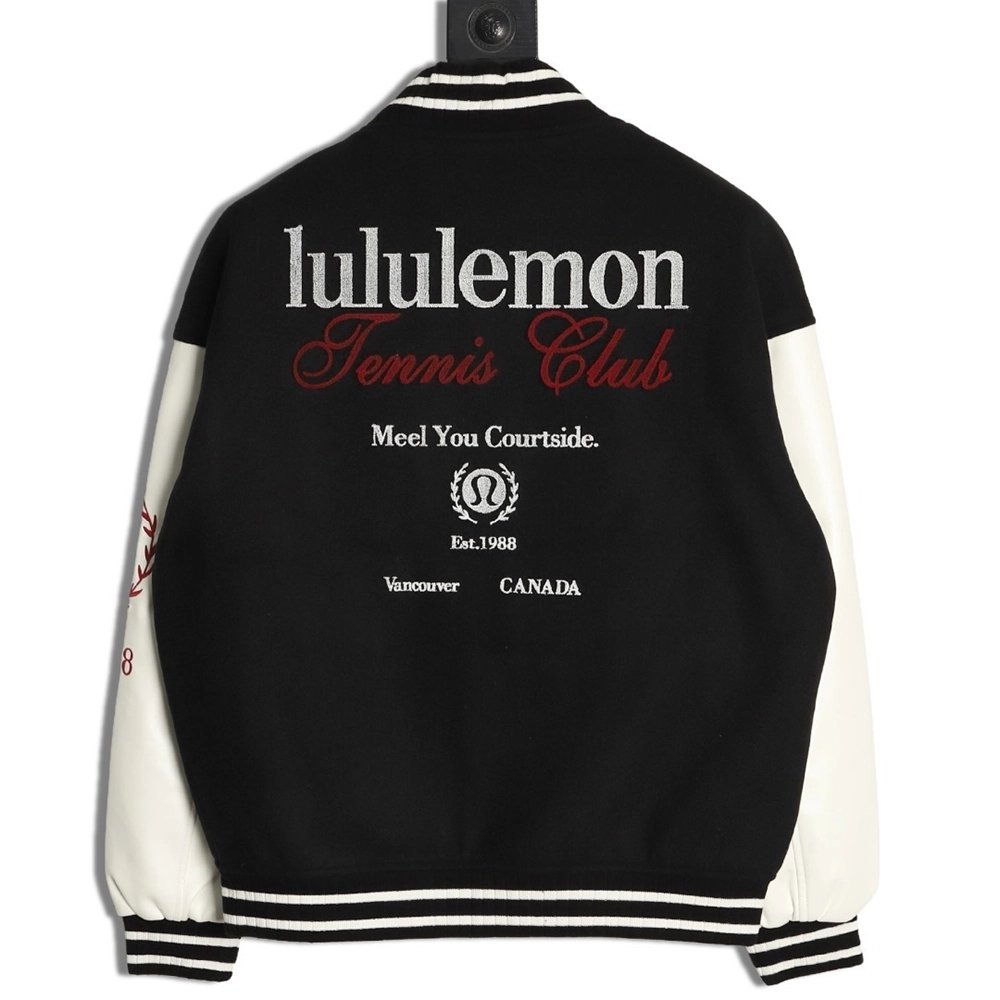 lululemon letter embroidered patchwork baseball jacket,Lululemon Jacket,Jacket,APPAREL
