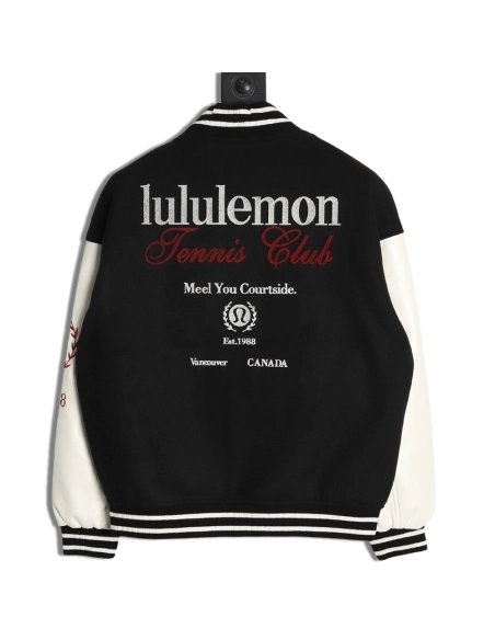 lululemon letter embroidered patchwork baseball jacket,Lululemon Jacket,Jacket,APPAREL