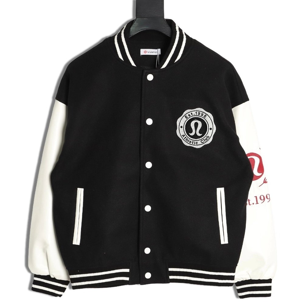 lululemon letter embroidered patchwork baseball jacket,Lululemon Jacket,Jacket,APPAREL