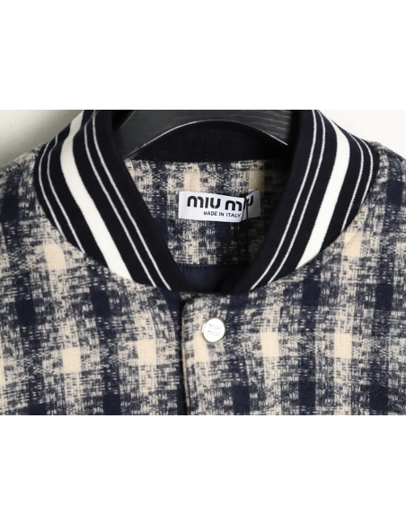 Miu Miu applique embroidery patchwork baseball jacket,Miu Miu Jacket,Jacket,APPAREL