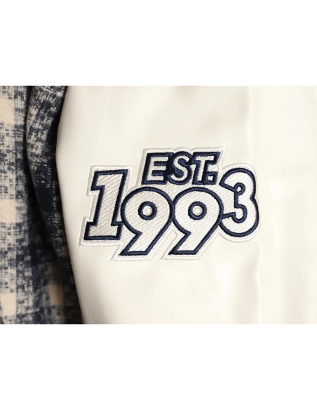 Miu Miu applique embroidery patchwork baseball jacket,Miu Miu Jacket,Jacket,APPAREL
