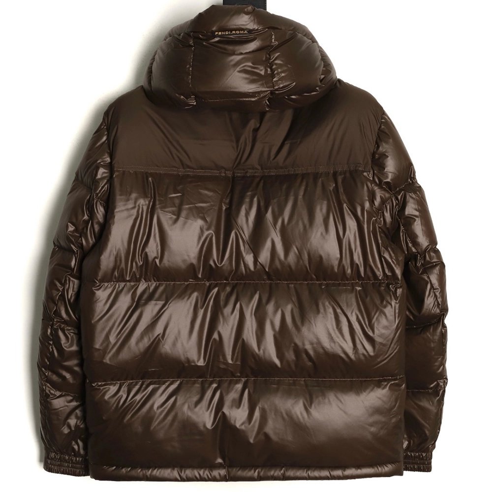 Fendi sleeve patchwork hooded down jacket,Fendi Jacket,Jacket,APPAREL