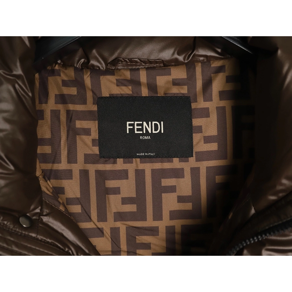 Fendi sleeve patchwork hooded down jacket,Fendi Jacket,Jacket,APPAREL