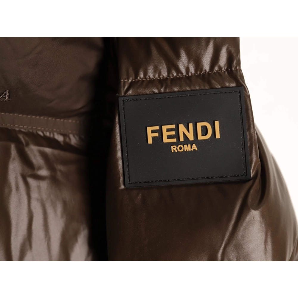 Fendi sleeve patchwork hooded down jacket,Fendi Jacket,Jacket,APPAREL