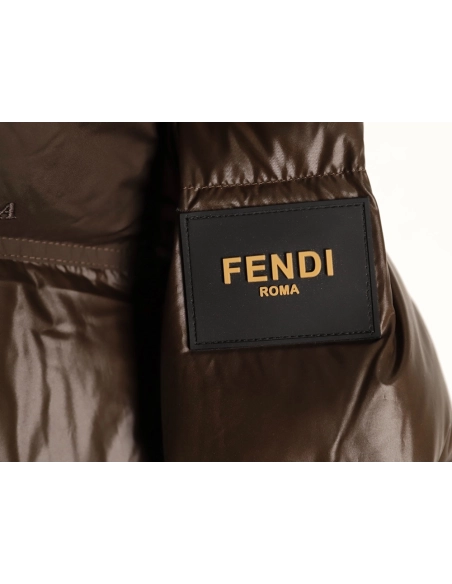 Fendi sleeve patchwork hooded down jacket,Fendi Jacket,Jacket,APPAREL