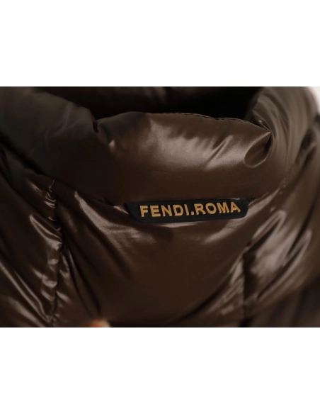 Fendi sleeve patchwork hooded down jacket,Fendi Jacket,Jacket,APPAREL