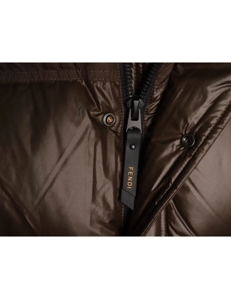 Fendi sleeve patchwork hooded down jacket,Fendi Jacket,Jacket,APPAREL