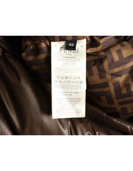 Fendi sleeve patchwork hooded down jacket,Fendi Jacket,Jacket,APPAREL