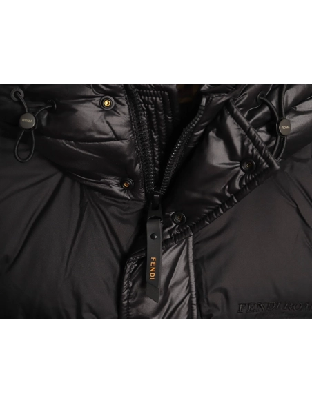 Fendi sleeve patchwork hooded down jacket Tsk1,Fendi Jacket,Jacket,APPAREL