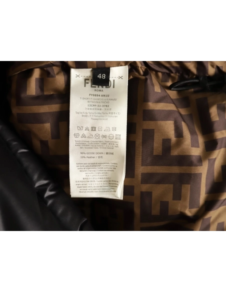 Fendi sleeve patchwork hooded down jacket Tsk1,Fendi Jacket,Jacket,APPAREL