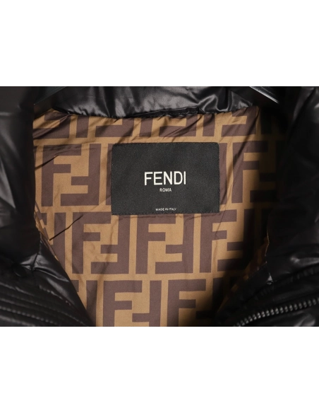 Fendi sleeve patchwork hooded down jacket Tsk1,Fendi Jacket,Jacket,APPAREL