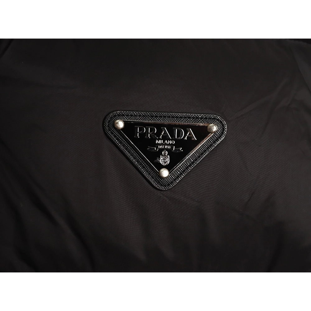 Prada chest triangle logo hooded down jacket,Prada Jacket,Jacket,APPAREL