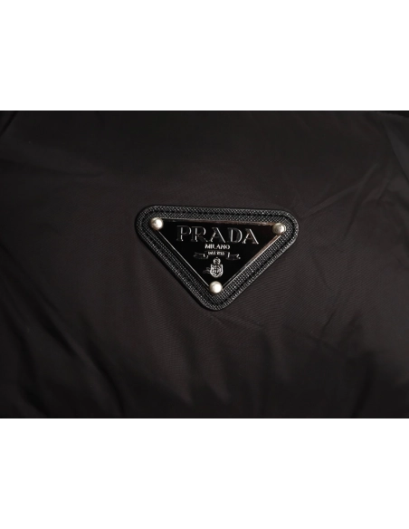 Prada chest triangle logo hooded down jacket,Prada Jacket,Jacket,APPAREL