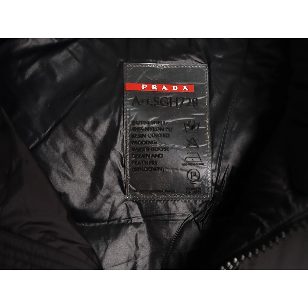 Prada chest triangle logo hooded down jacket,Prada Jacket,Jacket,APPAREL