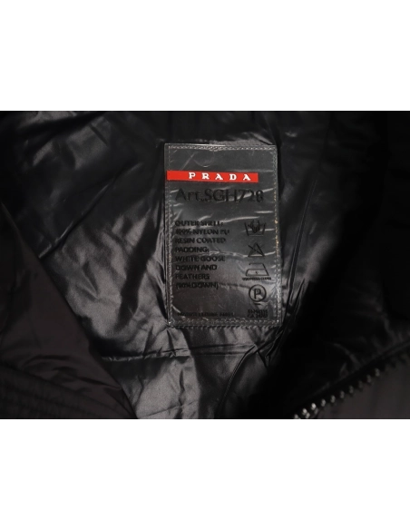 Prada chest triangle logo hooded down jacket,Prada Jacket,Jacket,APPAREL