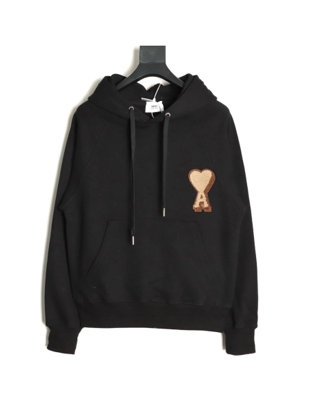 Ami French minimalist 3D heart logo embroidered hoodie,Ami Hoodie,Hoodie,APPAREL