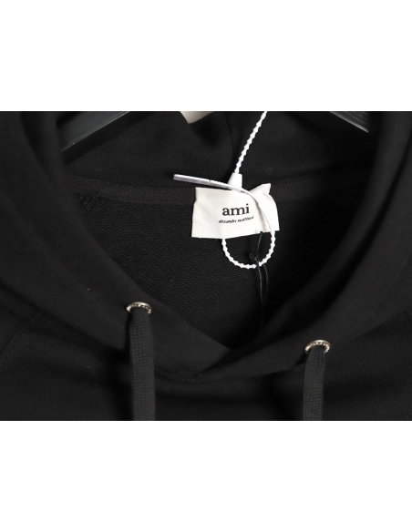 Ami French minimalist 3D heart logo embroidered hoodie,Ami Hoodie,Hoodie,APPAREL