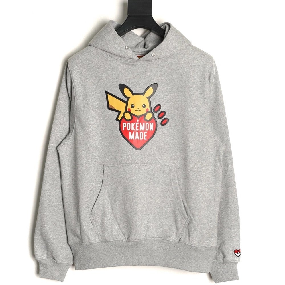 Human Made Pokemon Collaboration Pikachu Heart Hoodie,Human Made Hoodie,Hoodie,APPAREL