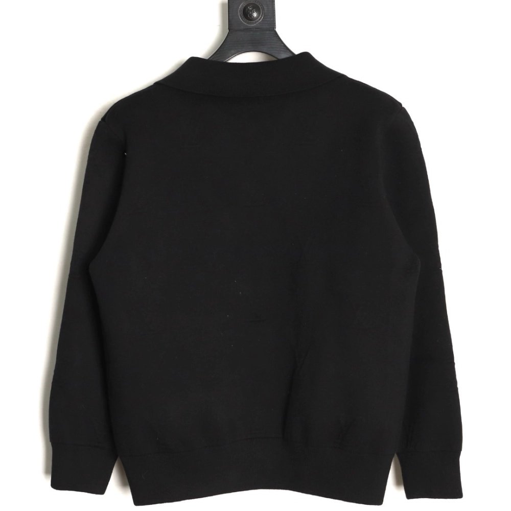 Louis Vuitton embossed logo zipup knit coat with lapelBlack,Louis Vuitton Jacket,Jacket,APPAREL