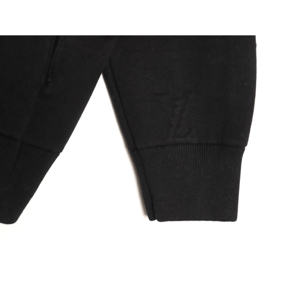 Louis Vuitton embossed logo zipup knit coat with lapelBlack,Louis Vuitton Jacket,Jacket,APPAREL