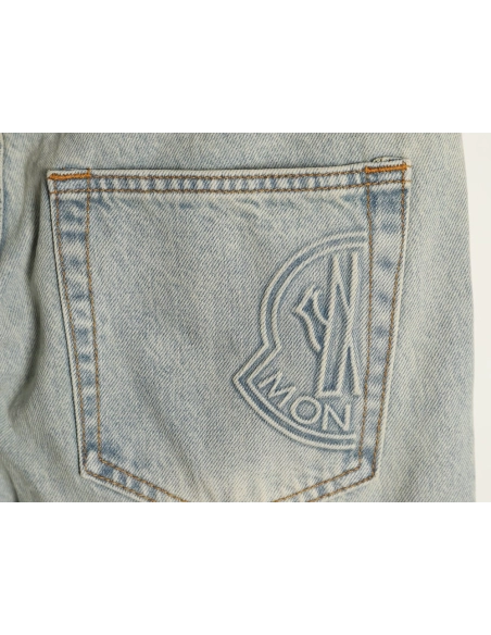 Moncler back pocket half logo embossed jeans,Moncler Trousers,PANTS JEANS,APPAREL