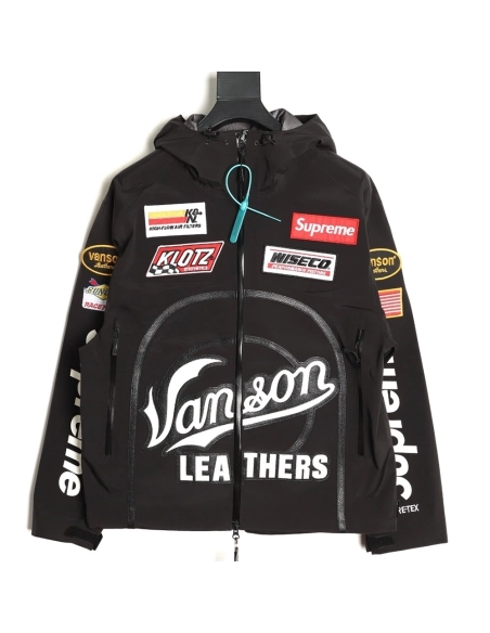Supreme Vanson Leathers Casual Logo Applique Waterproof ZipUp Jacket,Supreme Jacket,Jacket,APPAREL