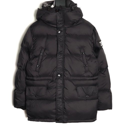 Burberry long solid color hooded zipup loose down jacket,Burberry Jacket,Jacket,APPAREL