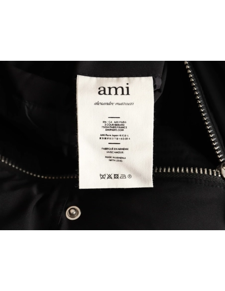 Ami Paris Solid Color Hooded Down Jacket,Ami Jacket,Jacket,APPAREL
