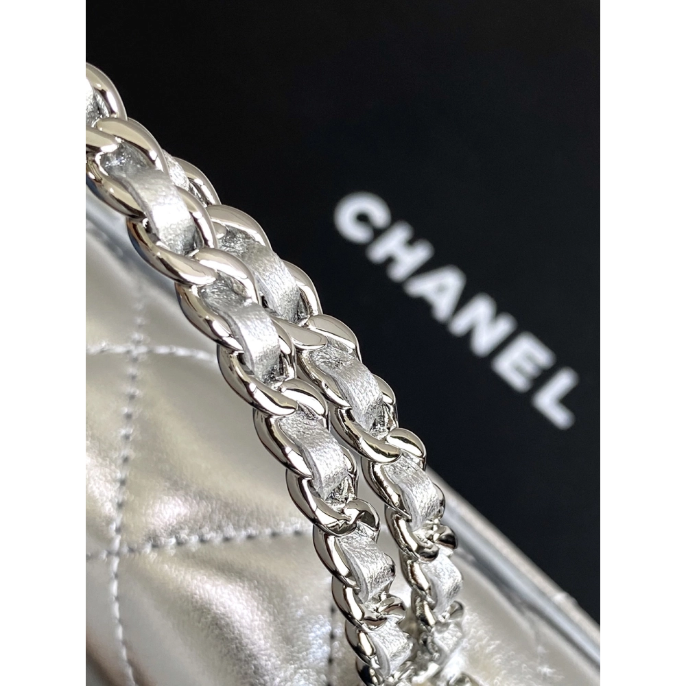 Chanel 25S Kelly Quilted Silver Handbags AP3238 18X10X4.5cm,Chanel