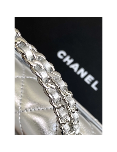 Chanel 25S Kelly Quilted Silver Handbags AP3238 18X10X4.5cm,Chanel