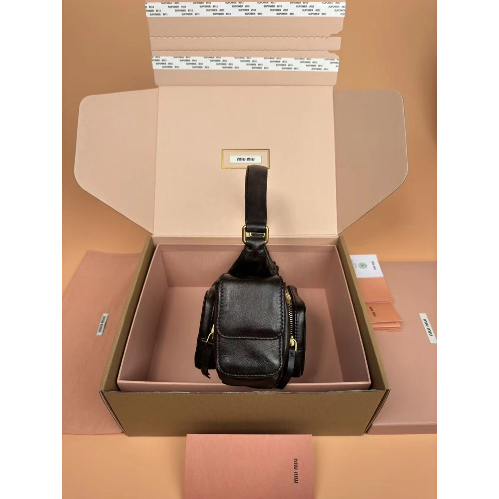 Miu Miu Pocket nappa leather bags 5BC188 22X18.5X7cm,Miu Miu