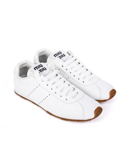 Miu Miu Shiny Leather Plume Sneakers,Miu Miu