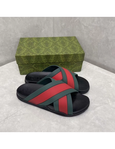 Gucci Rubber Slide Green Red,Gucci