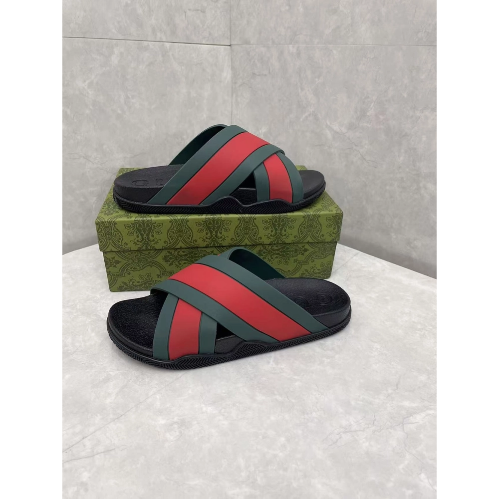 Gucci Rubber Slide Green Red,Gucci