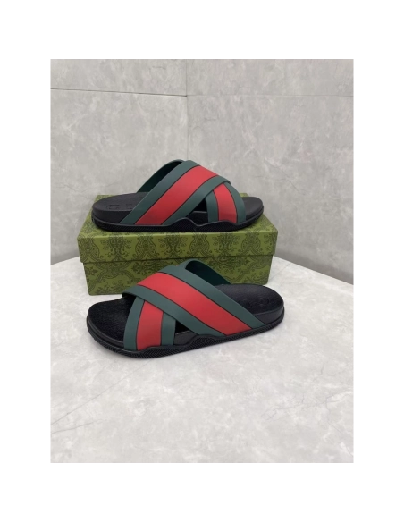 Gucci Rubber Slide Green Red,Gucci