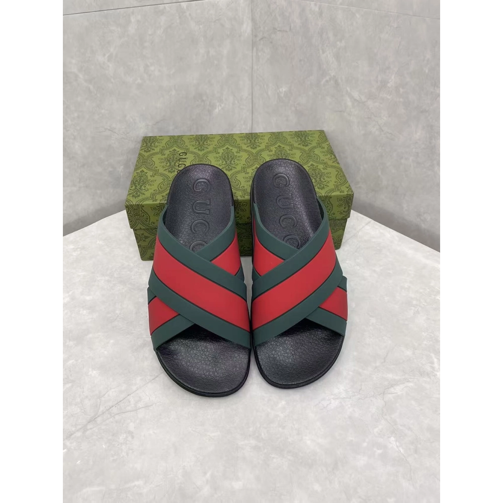 Gucci Rubber Slide Green Red,Gucci