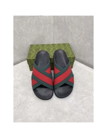 Gucci Rubber Slide Green Red,Gucci