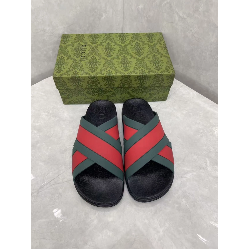 Gucci Rubber Slide Green Red,Gucci