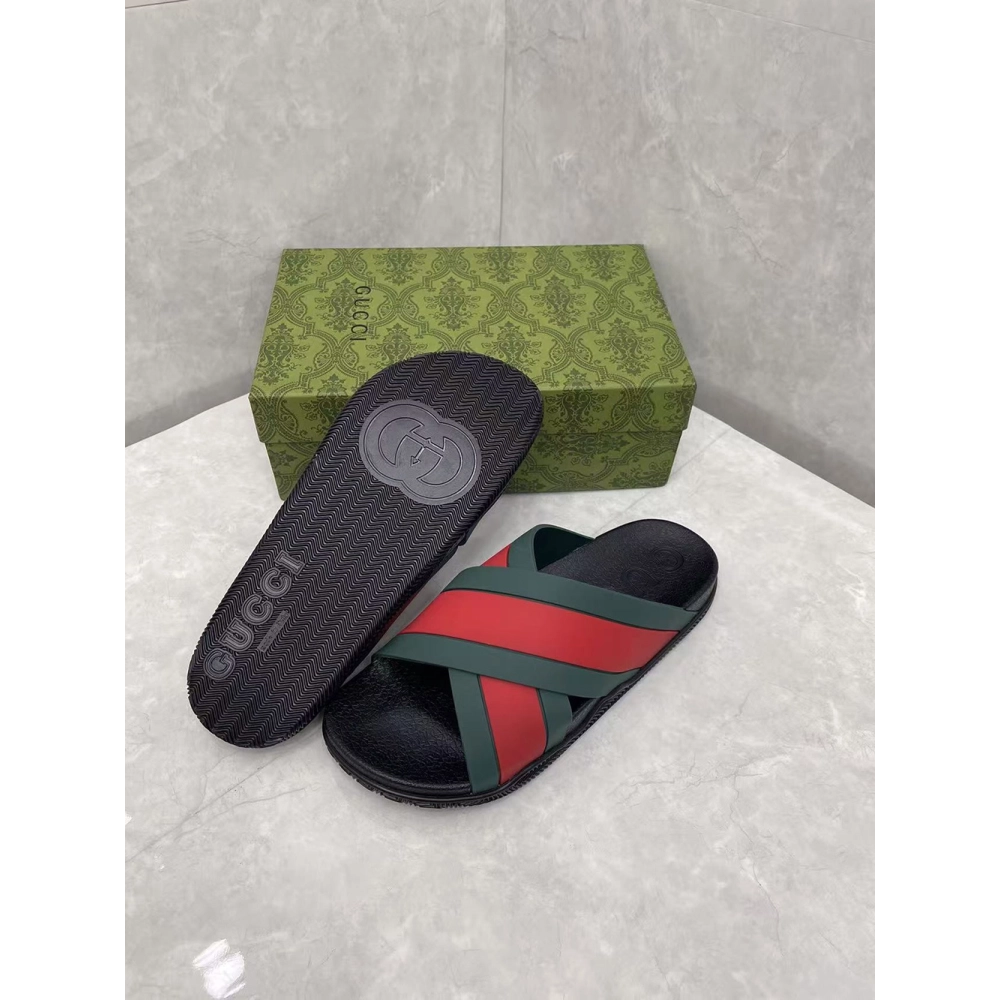 Gucci Rubber Slide Green Red,Gucci