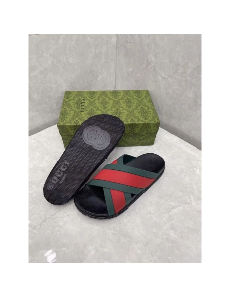 Gucci Rubber Slide Green Red,Gucci