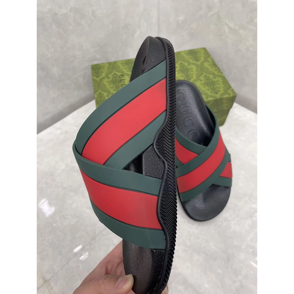 Gucci Rubber Slide Green Red,Gucci