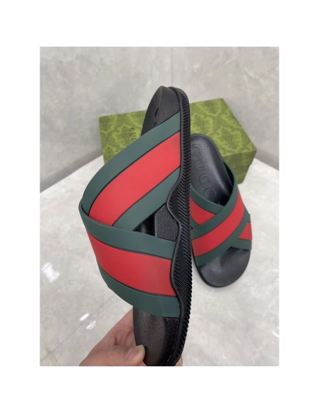 Gucci Rubber Slide Green Red,Gucci