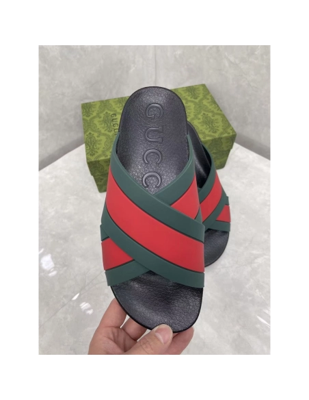 Gucci Rubber Slide Green Red,Gucci
