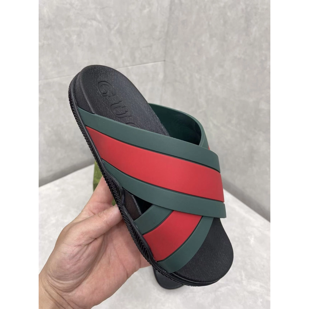 Gucci Rubber Slide Green Red,Gucci